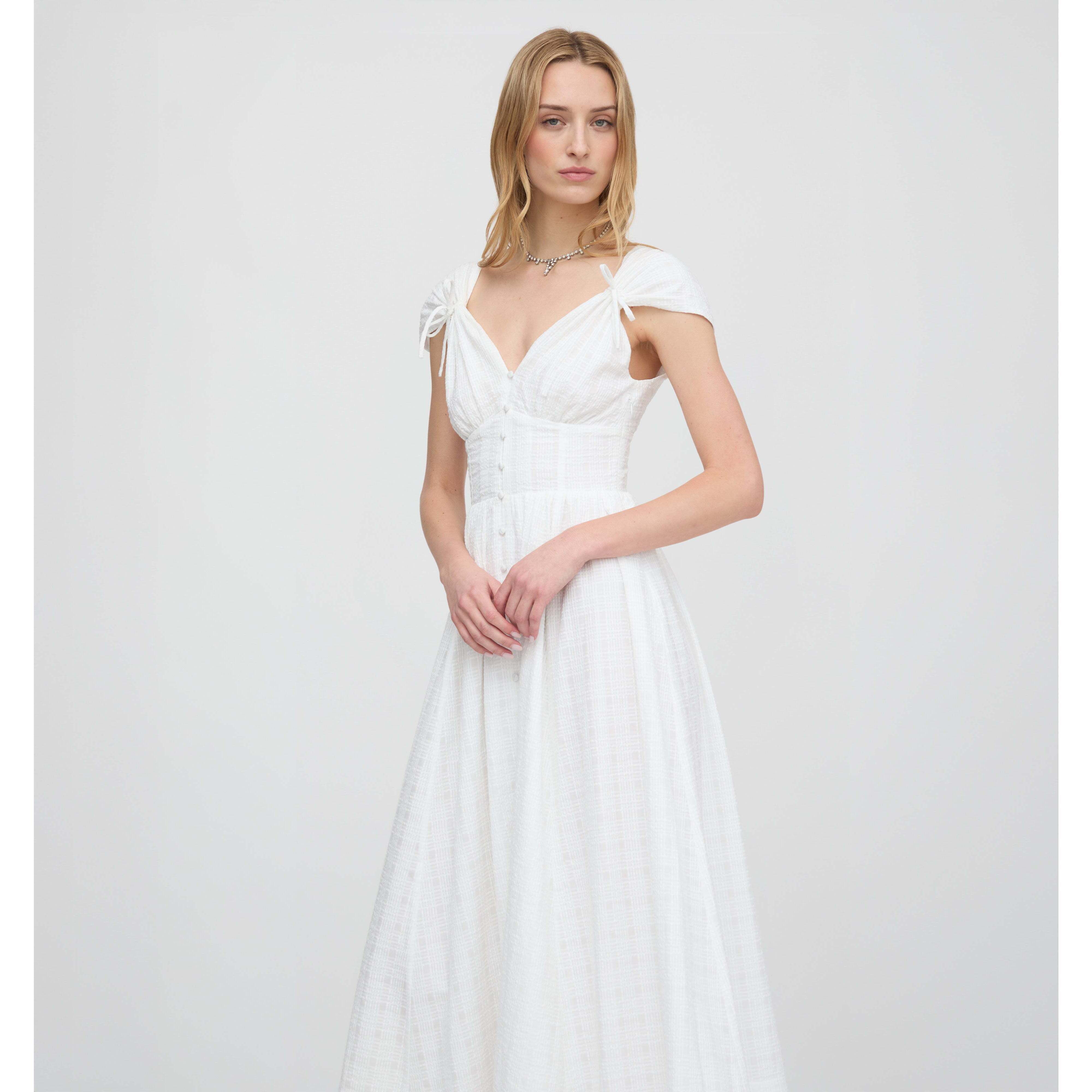 Hill House Home The Lucille Dress - White Crinkle Check Size Swhite Crinkle Chec